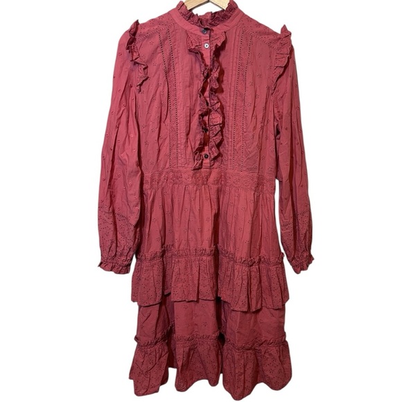 Boden Coral Broderie Lace-Trimmed Dress Size 14L - Picture 4 of 17